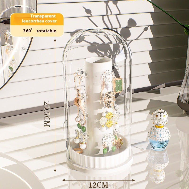 Large Capacity Jewelry Storage Box with Rotating Door - Clear or Colorful Variants