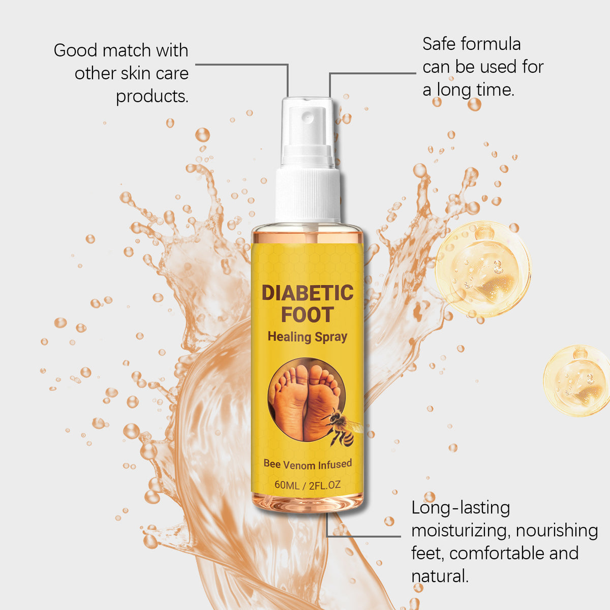 Foot Healing Spray - 60ml Natural Foot Care Treatment for Skin Relief