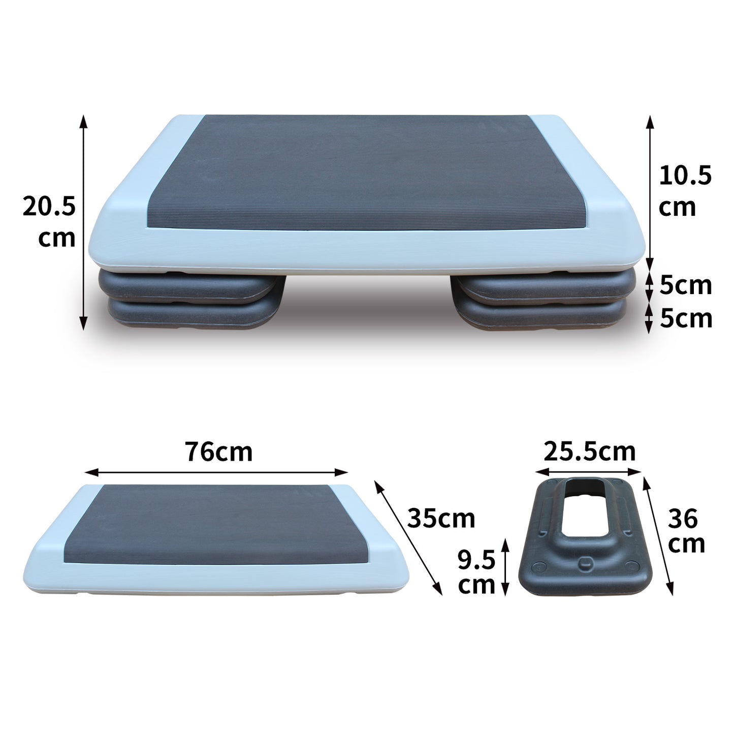 Adjustable Aerobic Stepper with 2 Risers - Gray & Black