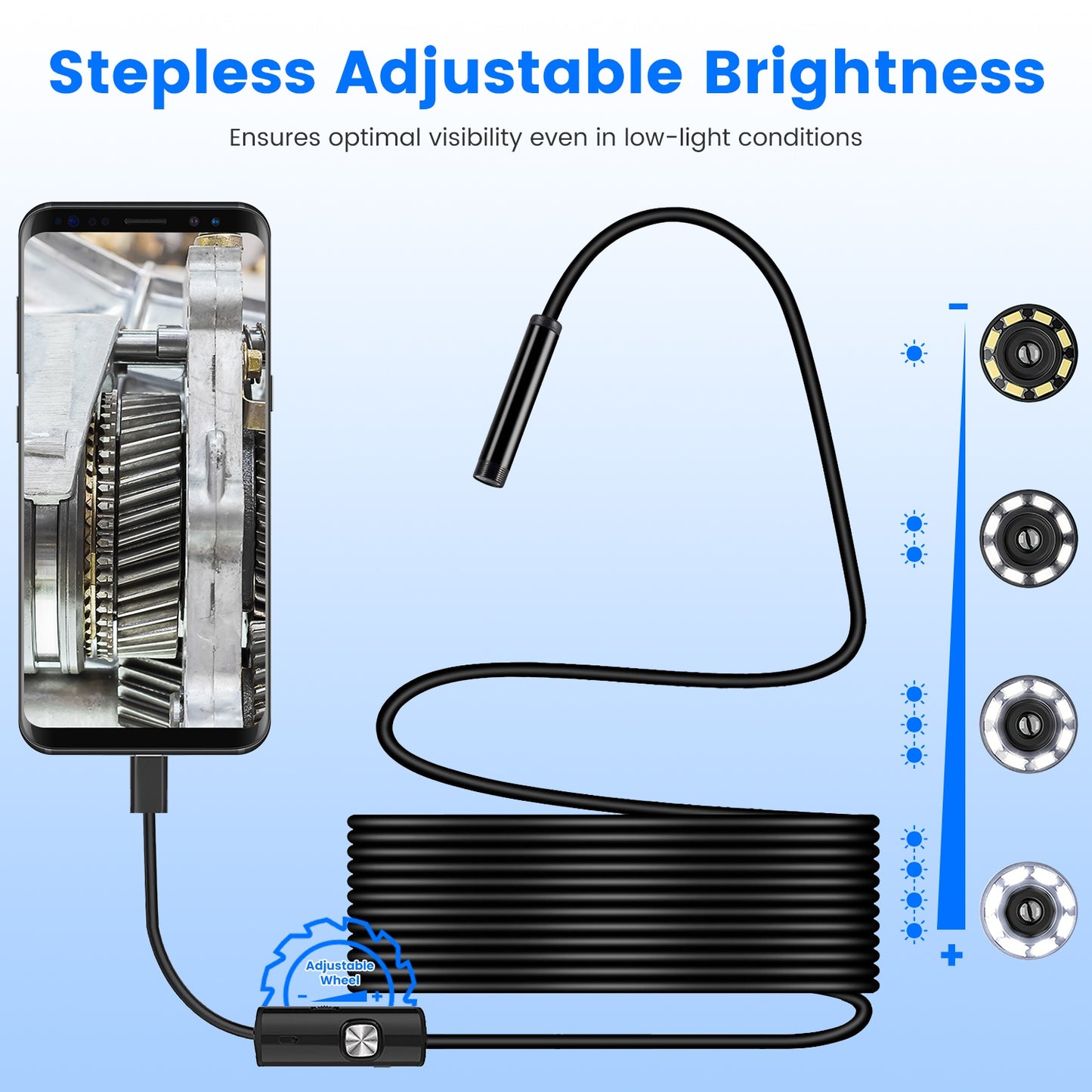 Endoscope Camera 1920P HD Waterproof Inspection Borescope with Dual Lenses & App Control