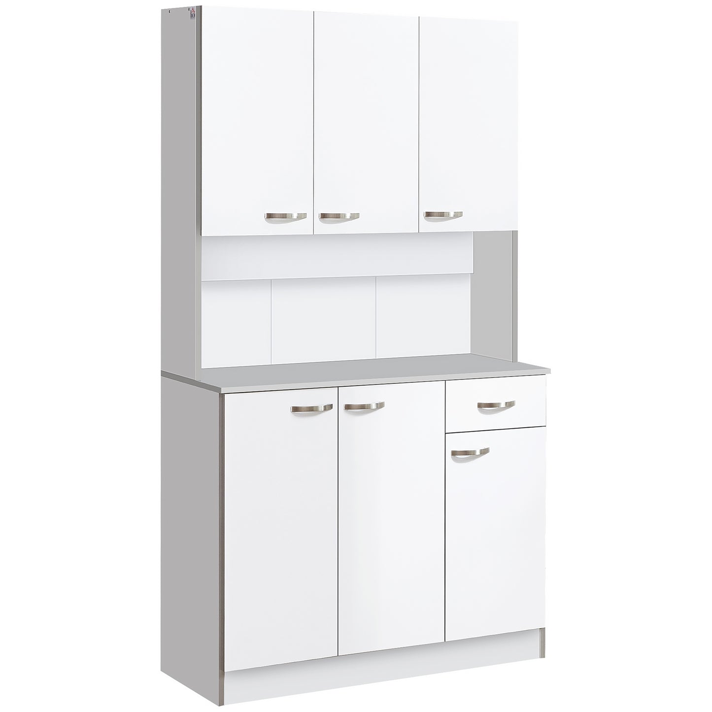 71" Modern Kitchen Pantry Cabinet with Microwave Stand - White
