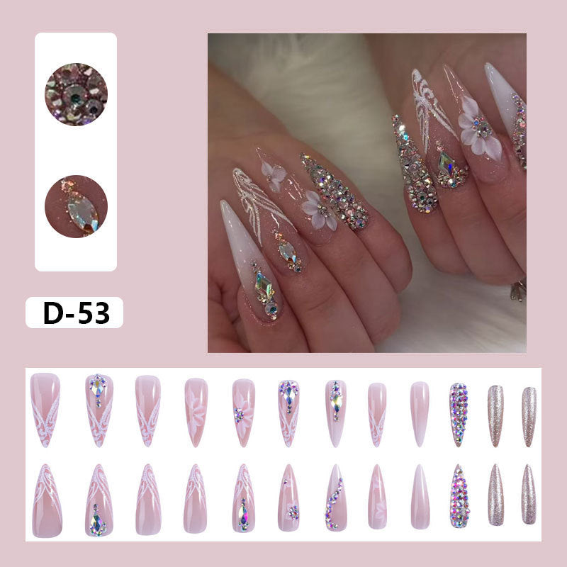 Fake Nail Patch Flower Armor for Nail Art - White & Jelly Glue