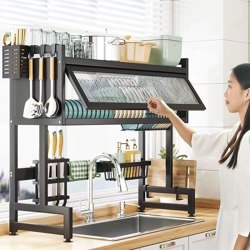 Kitchen Countertop Cabinet Shelf - Modern Steel Storage Organizer