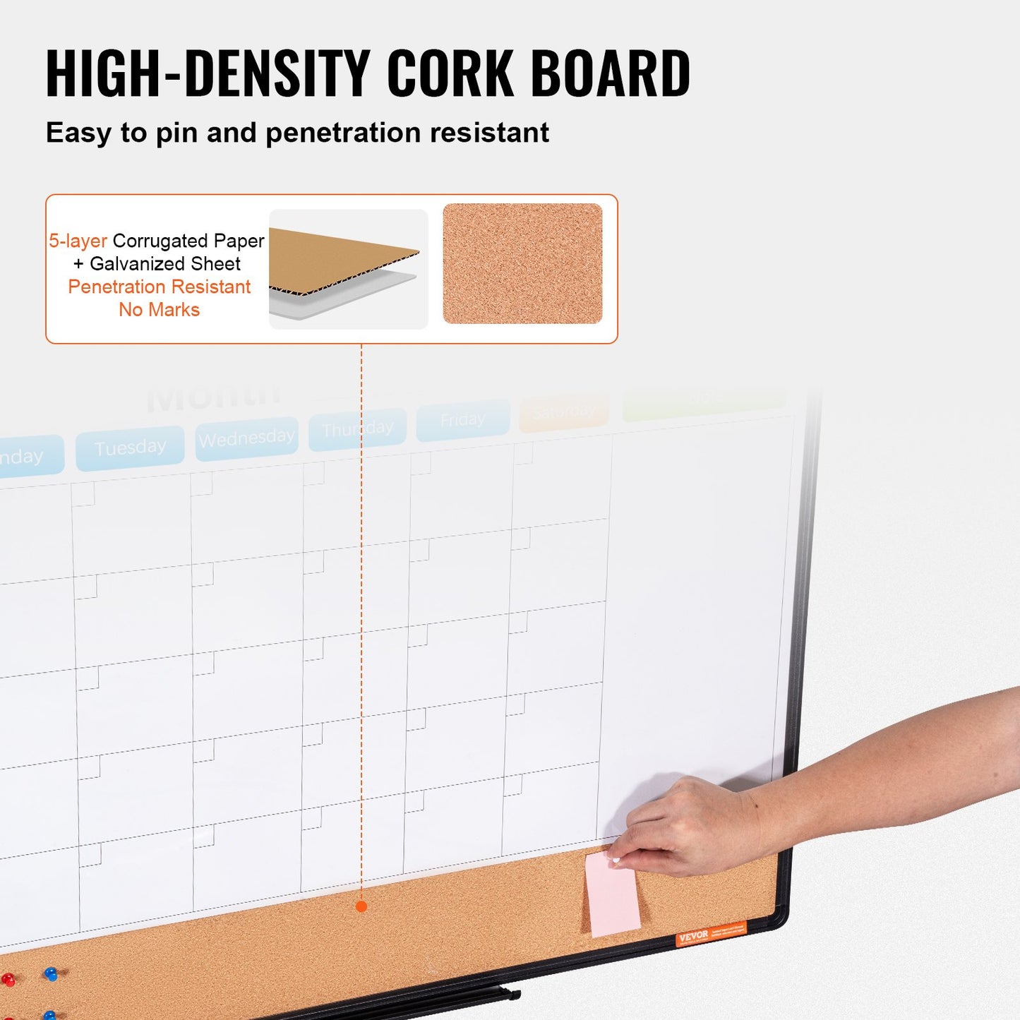 36 x 24 Monthly Calendar Whiteboard & Cork Board Combo