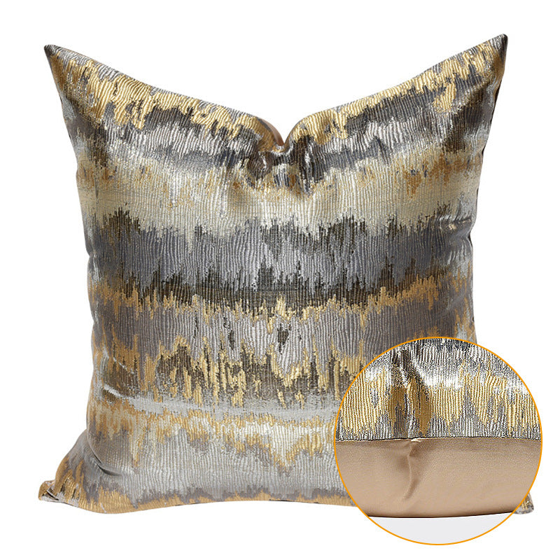 Luxurious Gray Gold Striped Pillow Cover - Modern Home Decor Cushion
