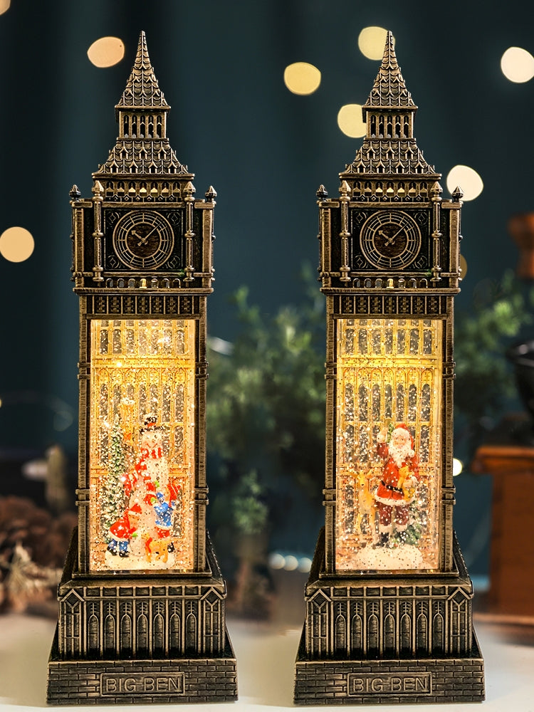 Christmas Snowman and Santa Ornament Set - Big Ben Retro Holiday Decor