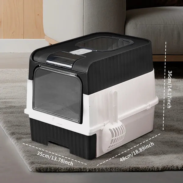 Enclosed Cat Litter Box with Top & Front Entry, Pull-Out Drawer, Odor Control, Large Size