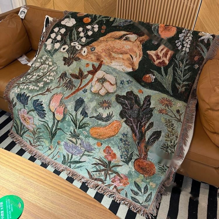 Cartoon Cat Nap Tapestry Home Decor Cotton Wall Hanging