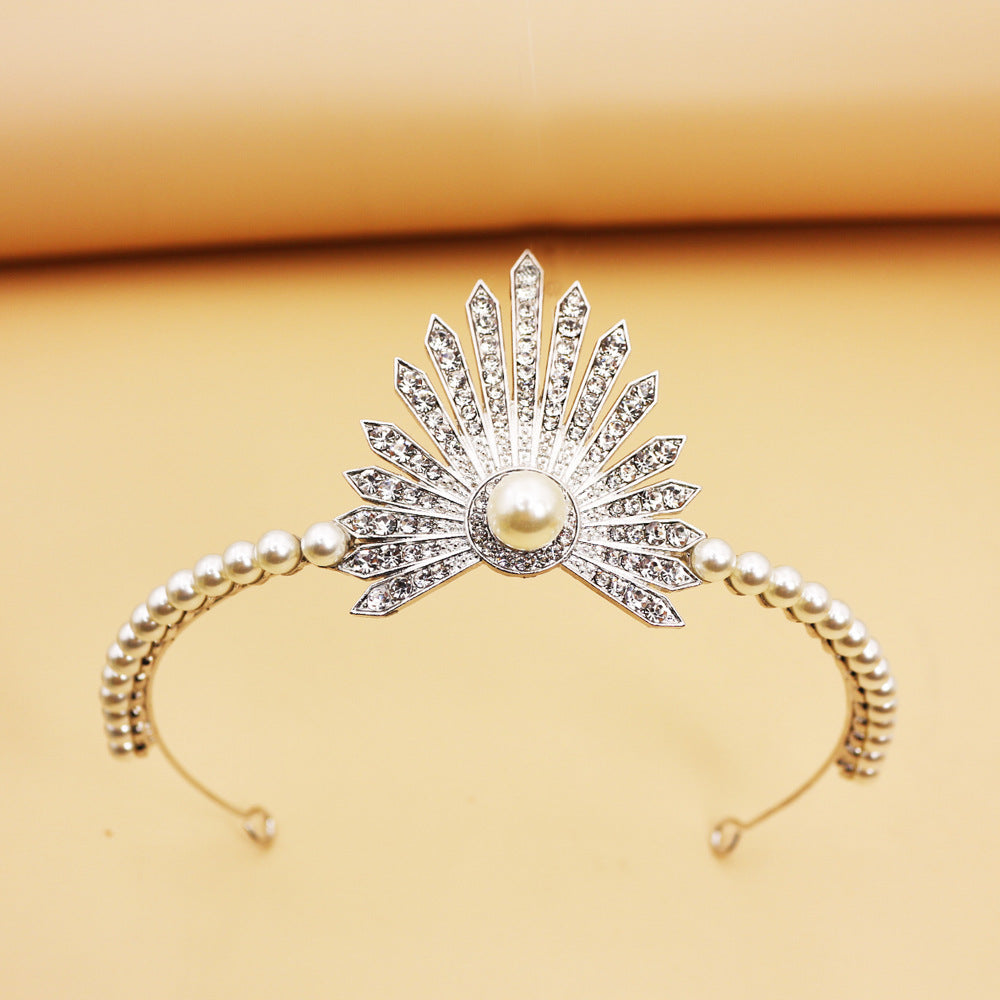 Pearl Bridal Crown Headpiece Silver