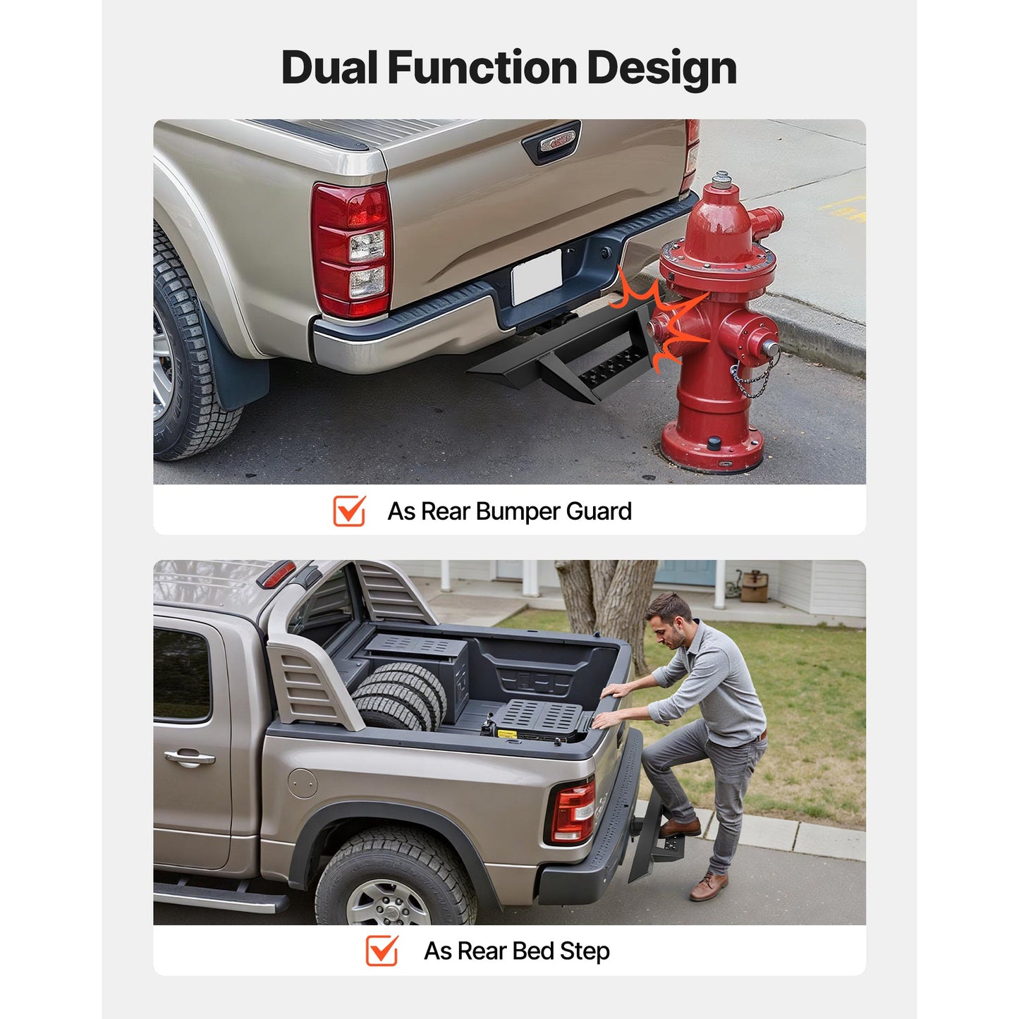 Universal Hitch Step for 2-Inch Receiver - Heavy Duty Rear Bumper Guard with Non-Slip Surface, Load Capacity 300 lbs, Fits Trucks, SUVs, Pickup, Trailers