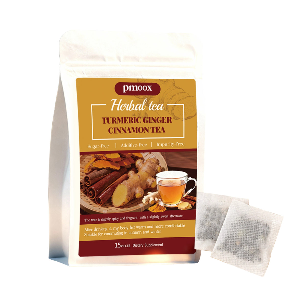 Turmeric Cinnamon Herbal Tea - 15 Tea Bags for Wellness