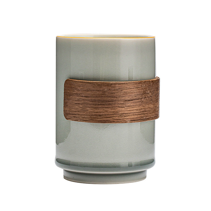 Minimalist Ice Gray Ceramic Drinking Cup 350ML - Chinese Style Home Kitchen