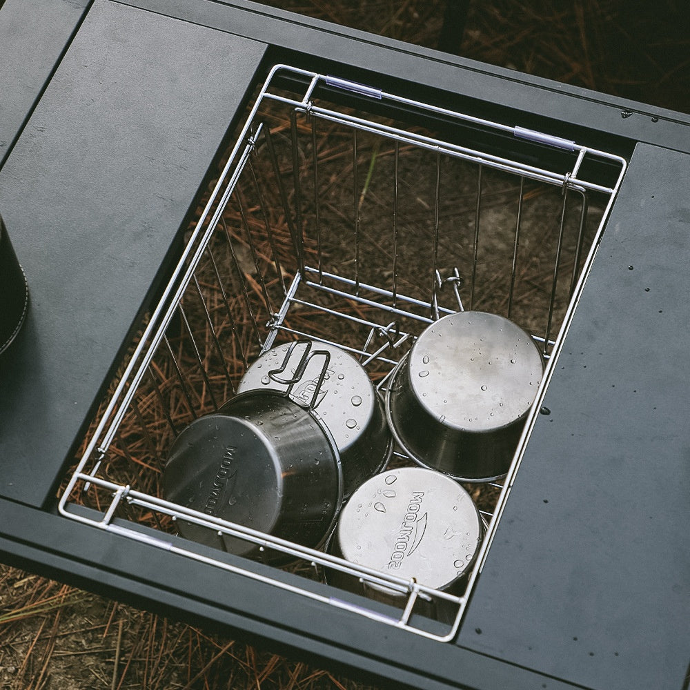 Stainless Steel Folding Drain Basket - Outdoor Kitchen Storage