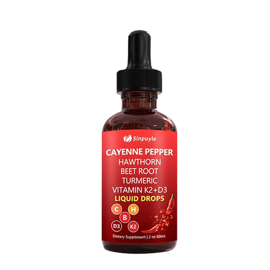 Cayenne Pepper Hawthorn Beet Root Turmeric Liquid Drops with Vitamin D3 & K2