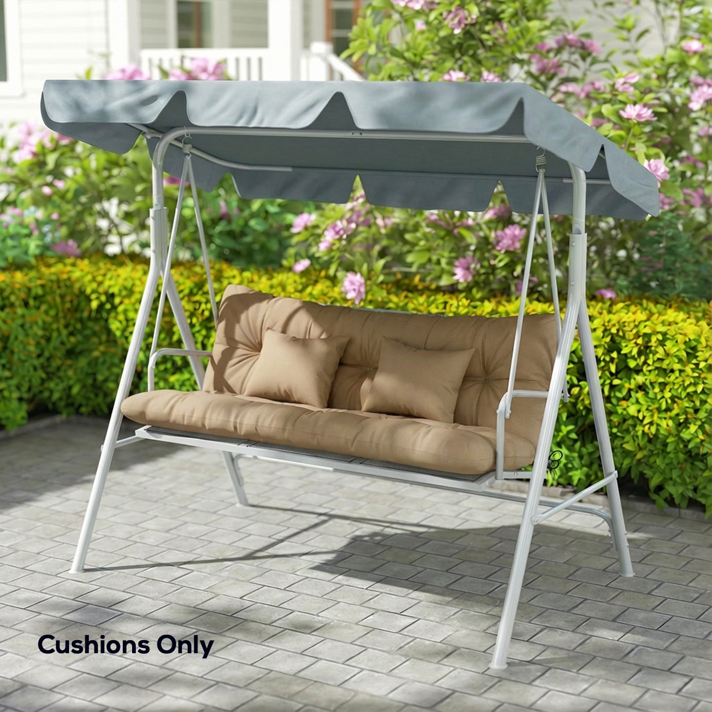 4-Piece Patio Chair Cushion Set with Ties - Khaki