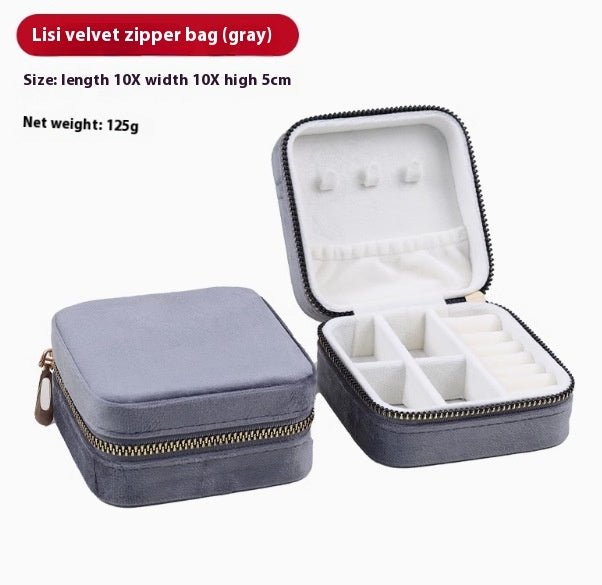 Portable Jewelry Box with Velvet Interior for Rings and Earrings