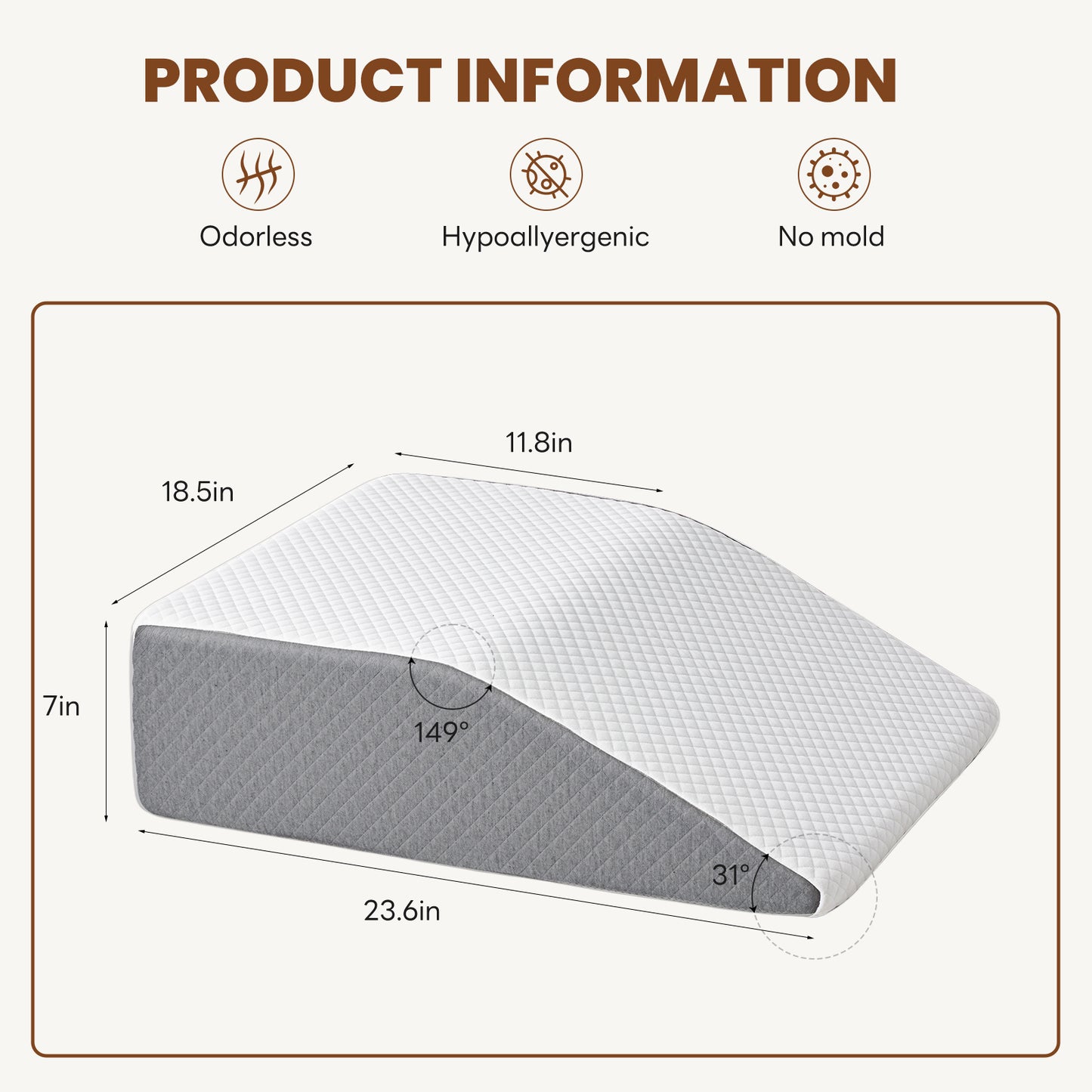 Memory Foam Wedge Pillow - Versatile Support for Comfort