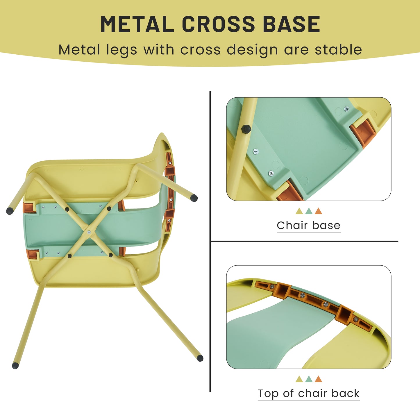 4-Pack Modern Striped Color Block Chairs - Indoor/Outdoor Seating