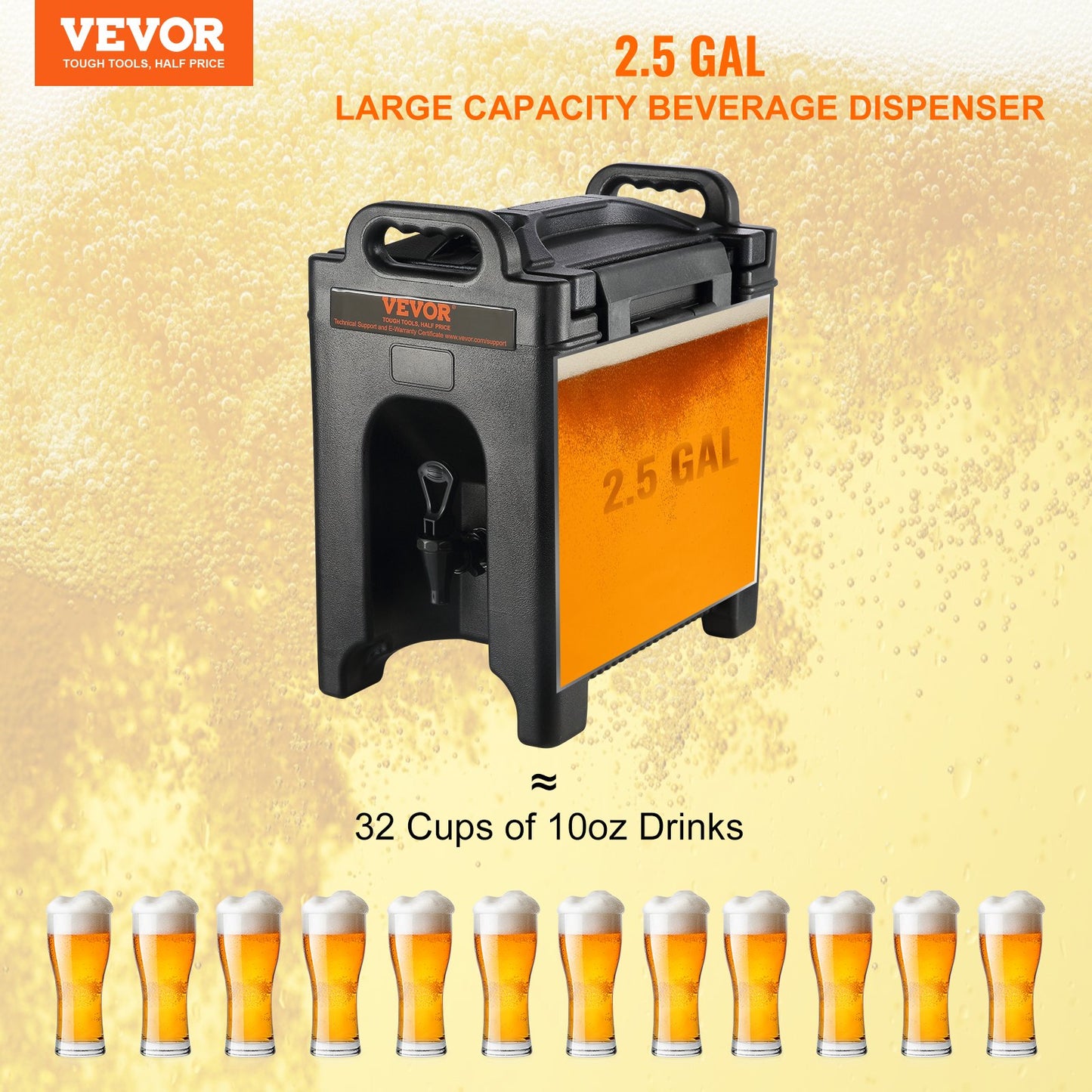 Insulated Beverage Dispenser - 2.5 Gallon Hot & Cold Beverage Server