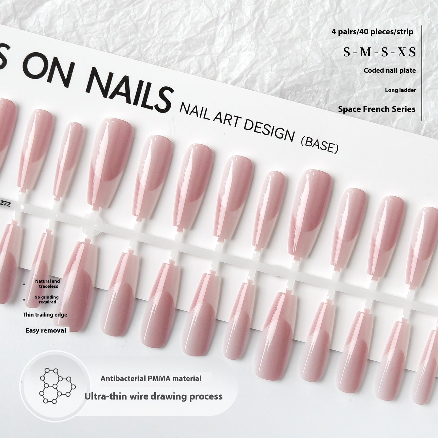 Long Crystal Plated Frosted Nail Stickers for Nail Art - French & European Styles