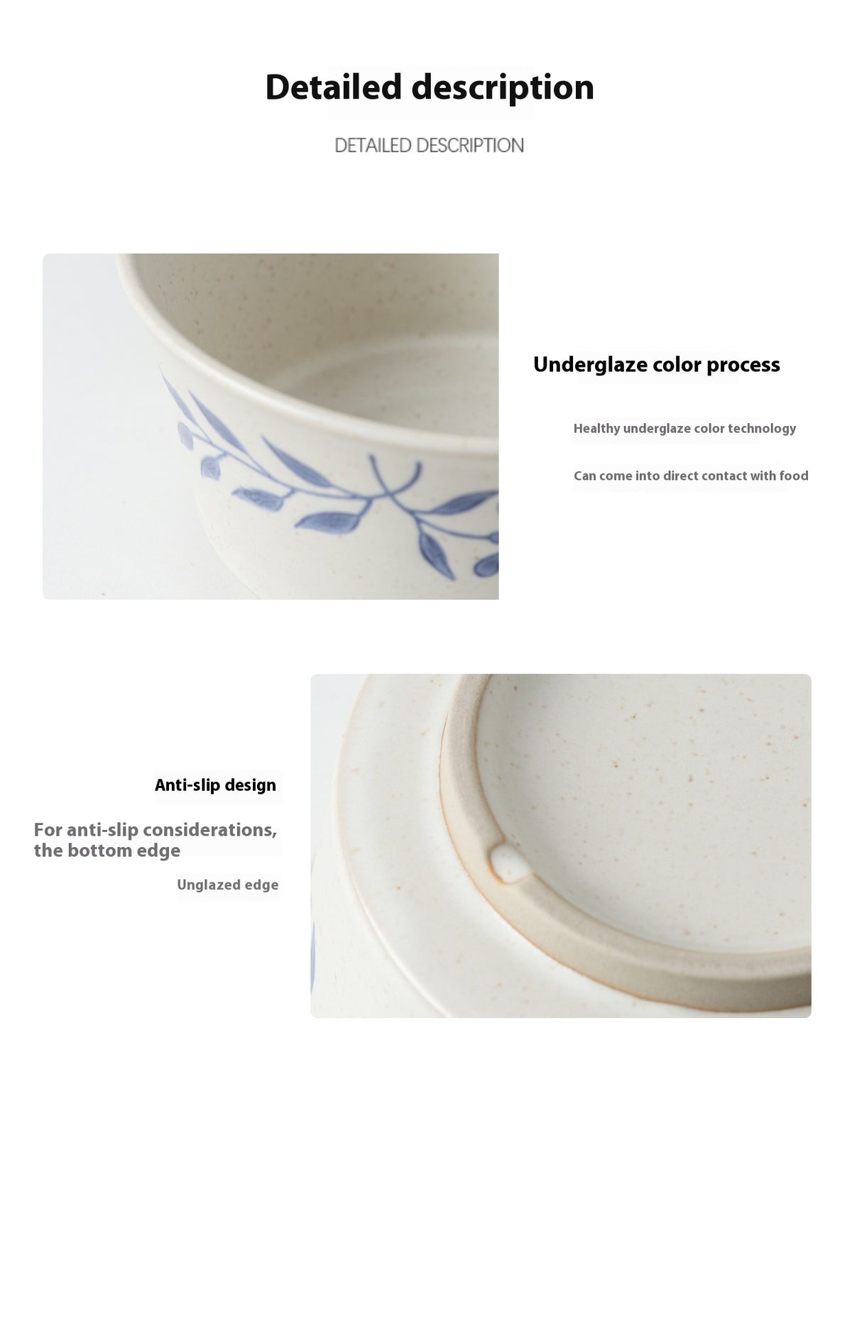 Retro Simple Rice Bowl Set - Household Kitchen Dinnerware with Flower Pattern