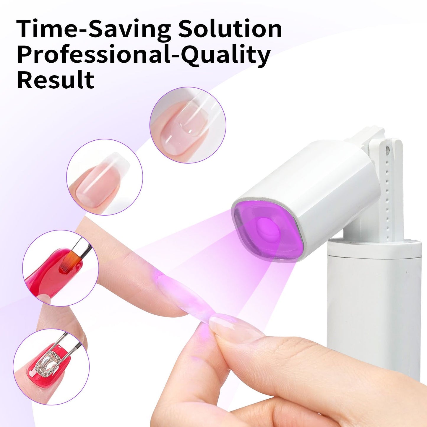 Portable Mini LED Nail Lamp with LCD Display - Foldable Handheld UV Light