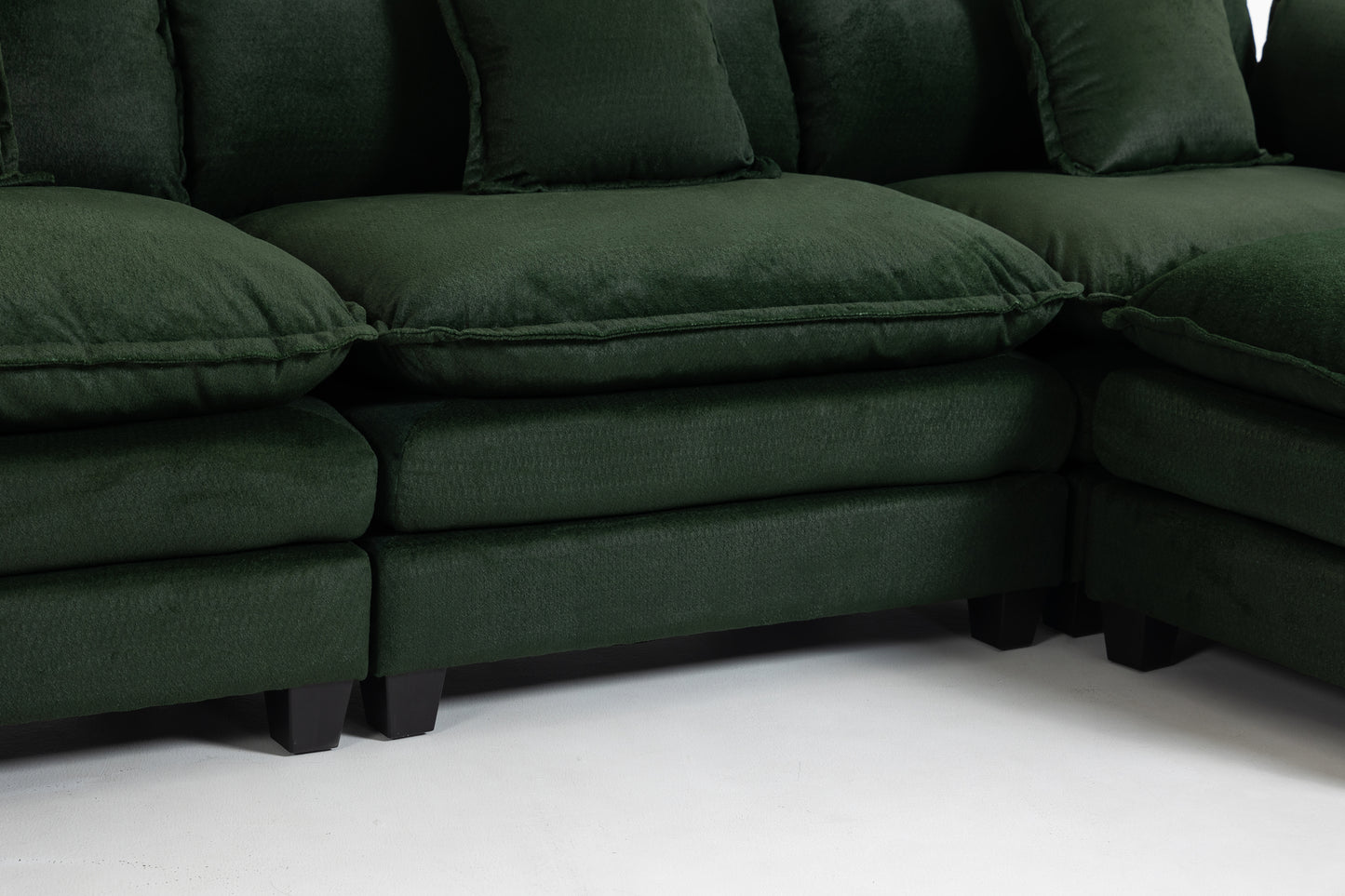 Modern 3-Seat Sectional Sofa with Ottoman - Antique Green