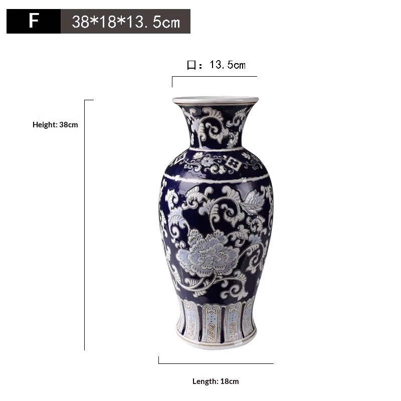 Antique-Style Blue and White Ceramic Vase for Home Decor - Multiple Styles