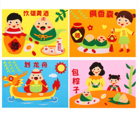 Dragon Boat Festival Handmade Model Kit with 3D Dragon Boat and Decor - DIY Craft