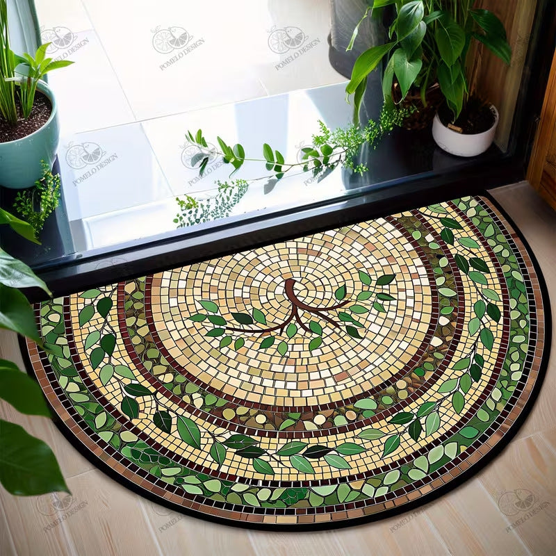 Crystal Velvet Semi-Circular Anti-Fouling Floor Mat - Multiple Sizes & Styles