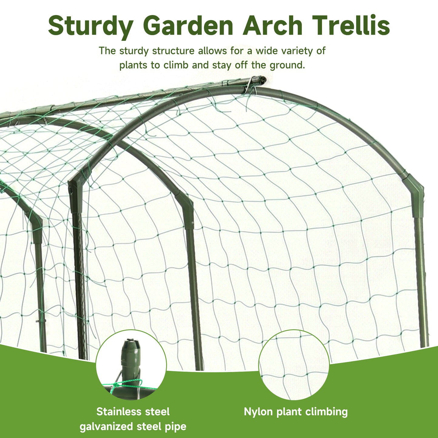 Heavy Duty Metal Garden Arch Trellis - Adjustable Climbing Support