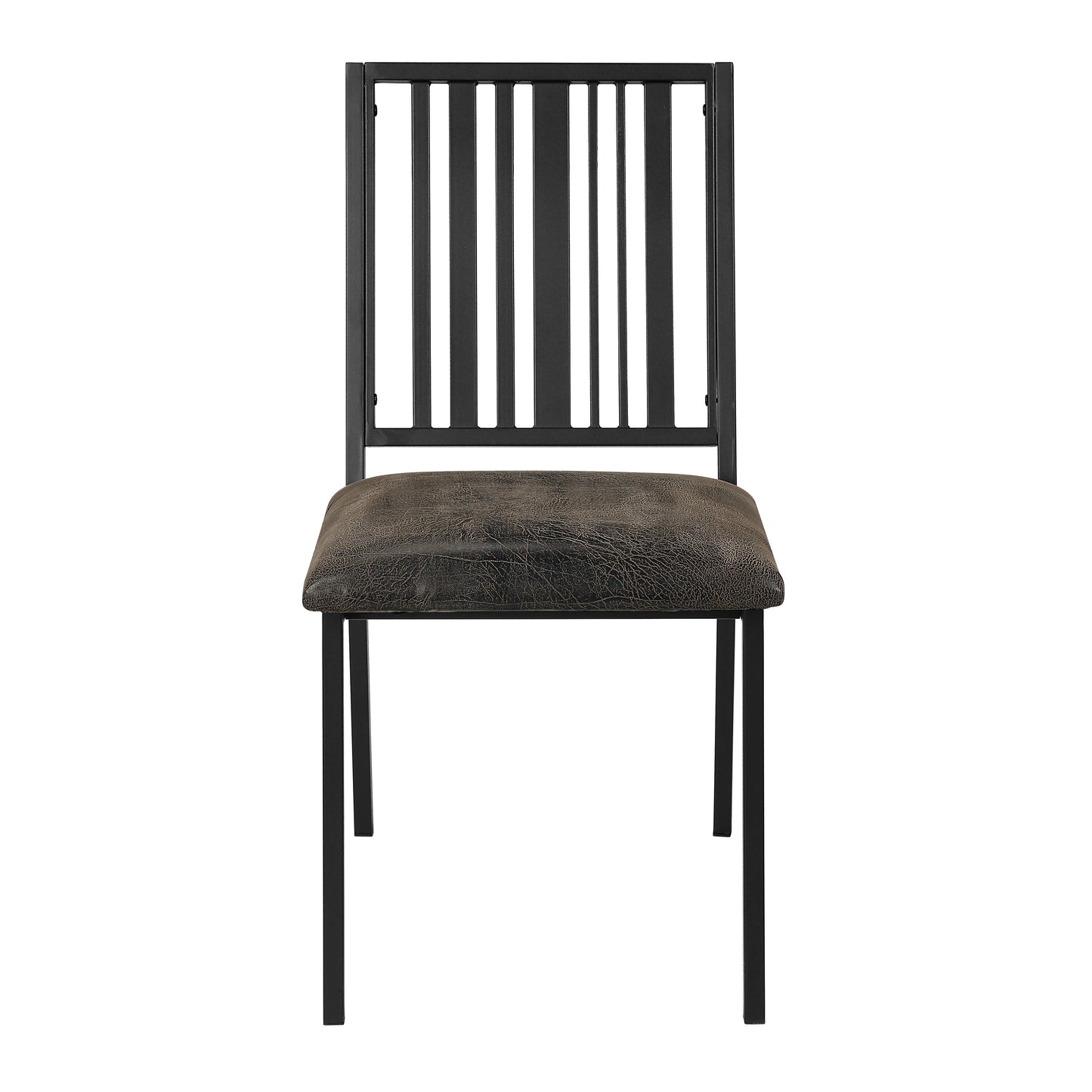 Set of 2 Synthetic Leather Side Chairs - Black & Espresso Finish