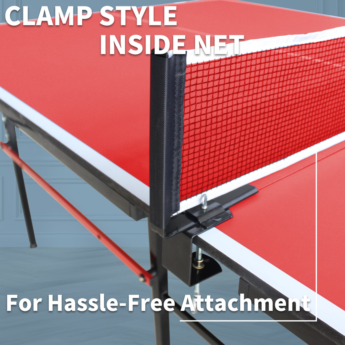 8ft Red Mid-Size Ping Pong Table Set - Includes Net & Paddles