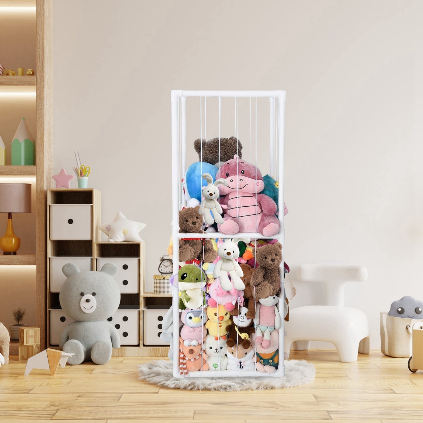 1Pc Stuffed Animal Storage PVC Plush Organizer Shelf Holder Standing