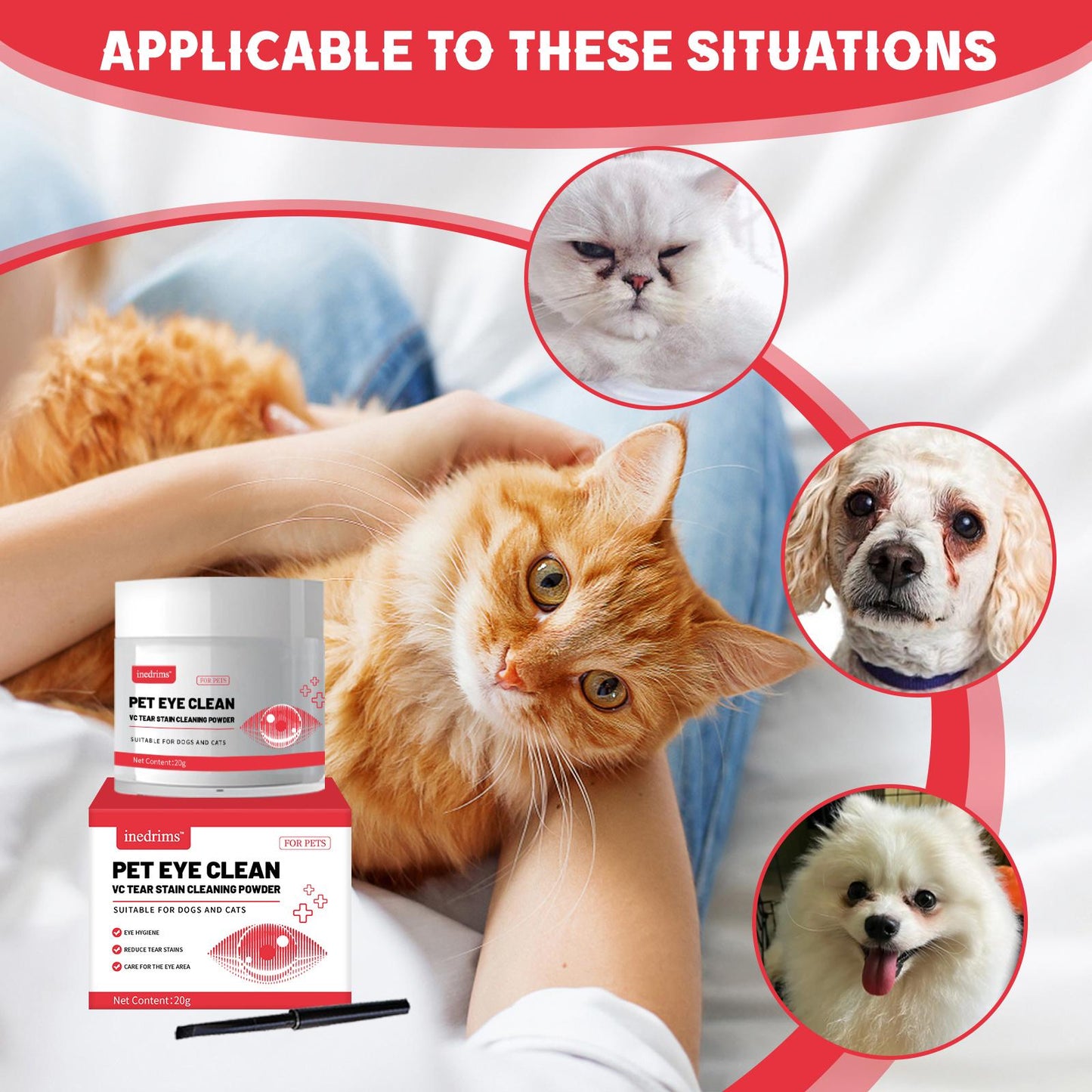 Pet Tear Stain Removal Powder - Gentle Eye & Fur Brightening, 1PC