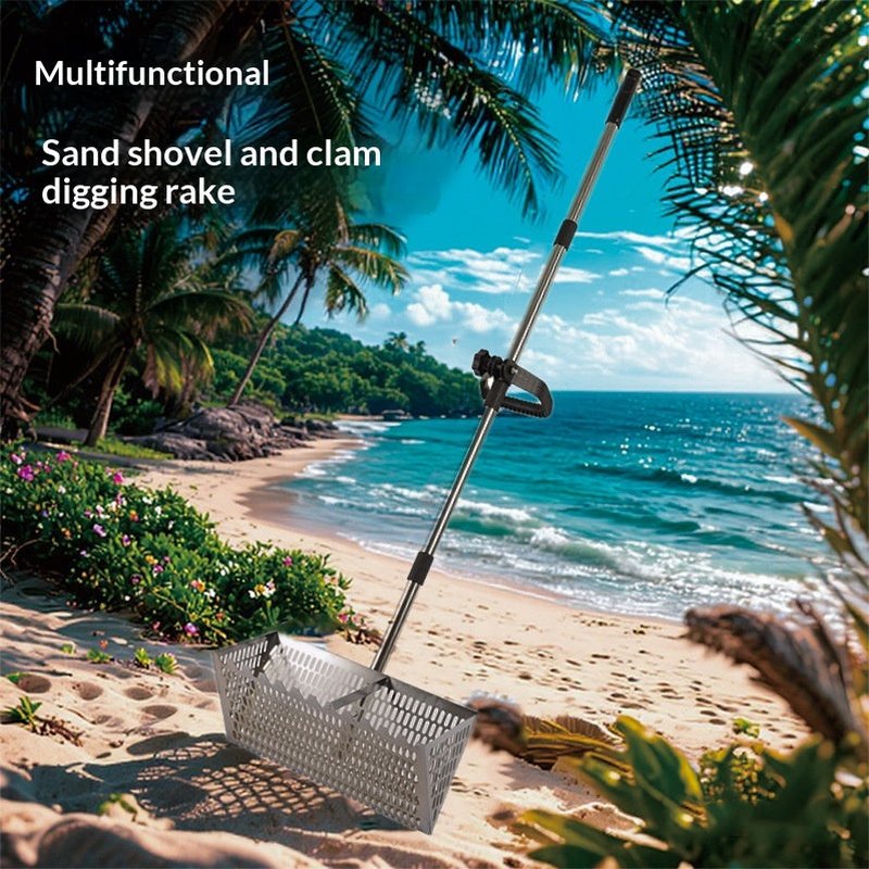Multi-Functional Beach Sand Shovel with Rake and Storage Bucket