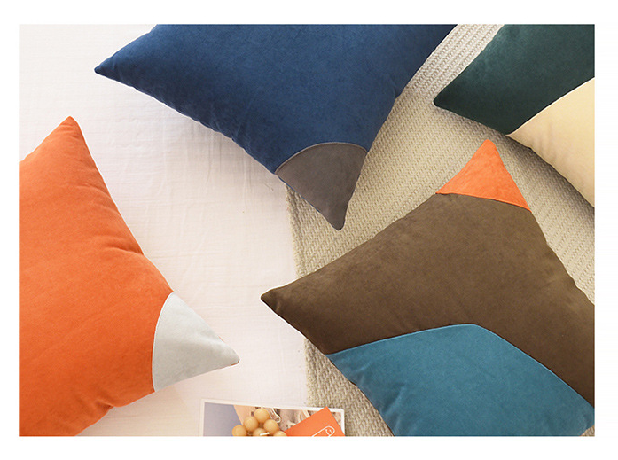 Nordic Solid Color Geometric Stitching Pillow Cover - Washable Cotton
