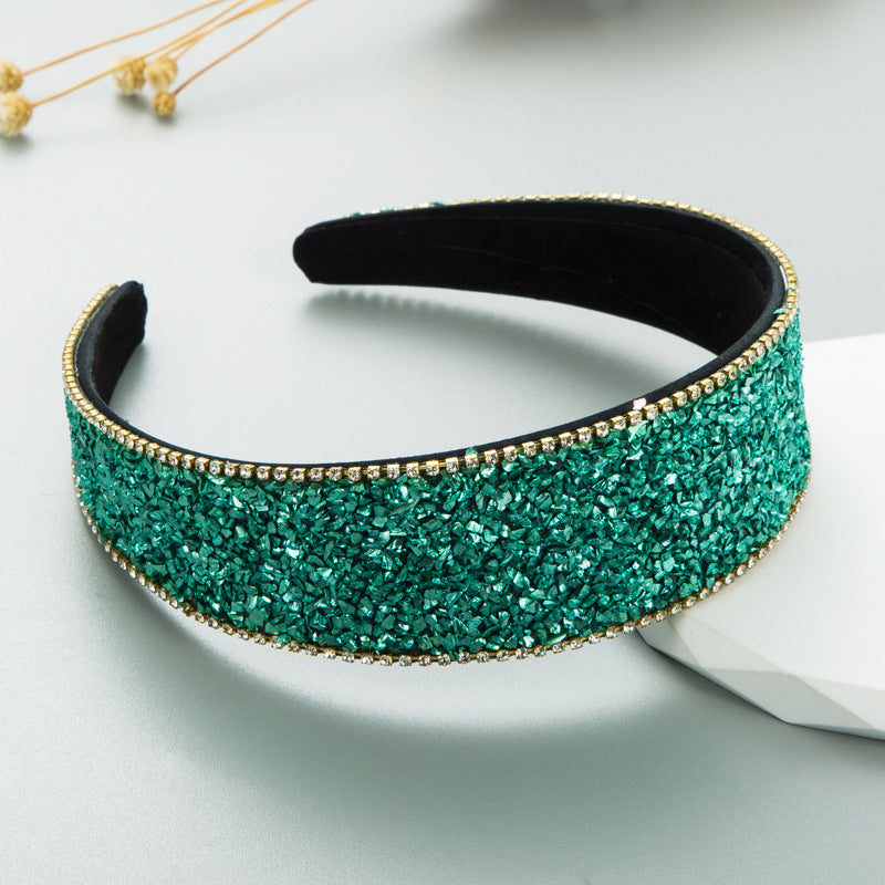 Elegant Rhinestone Wide-Brim Hair Band - Korean Style Hair Accessory