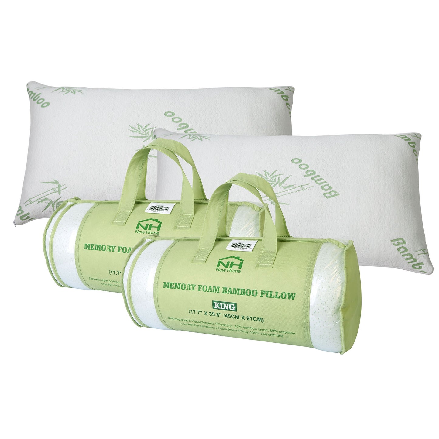 Bamboo Memory Foam Pillow - Hypoallergenic & Washable Cover