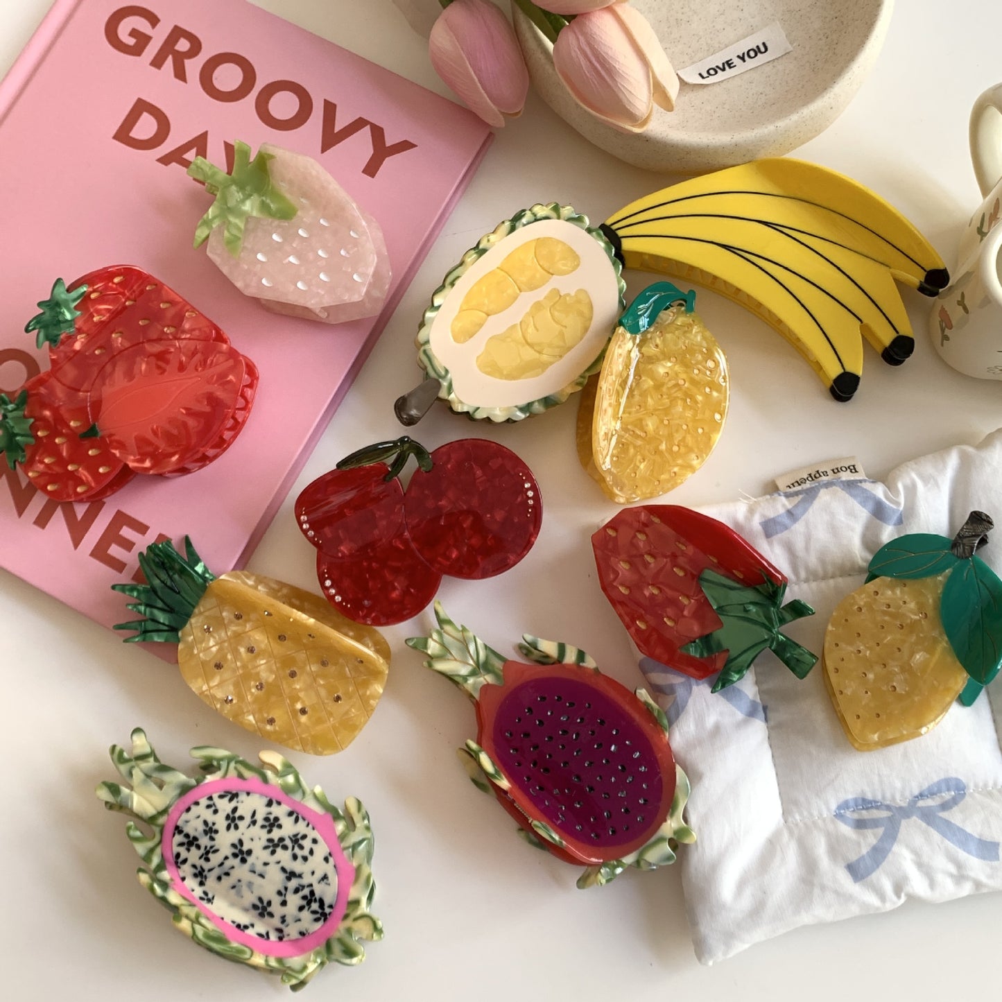 Korean Style Fruit Acetate Hair Claw Clip - Multiple Designs