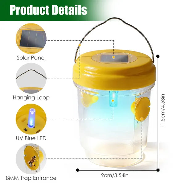 3-Pack Solar Wasp Traps with UV Light - Insect Catchers