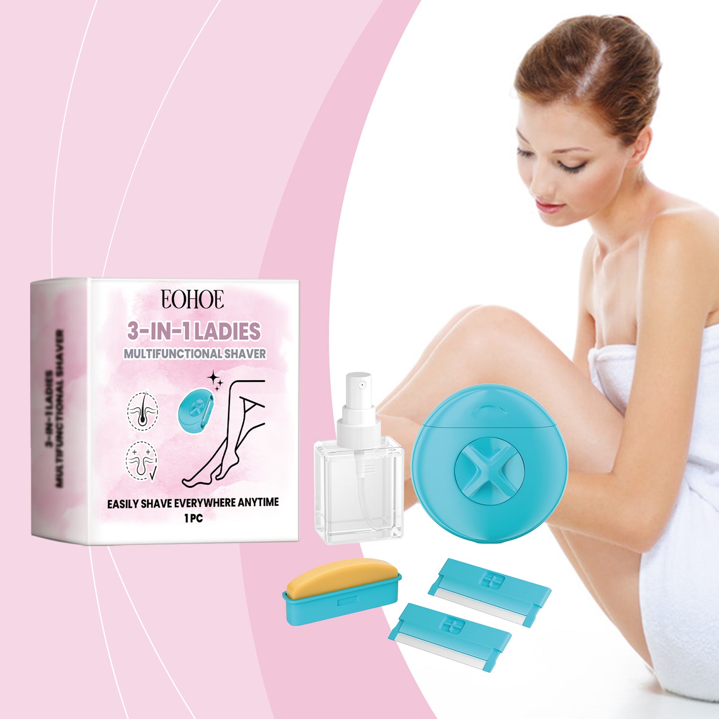 3-in-1 Women's Portable Shaving Razor with Moisturizing Soap and Water Spray