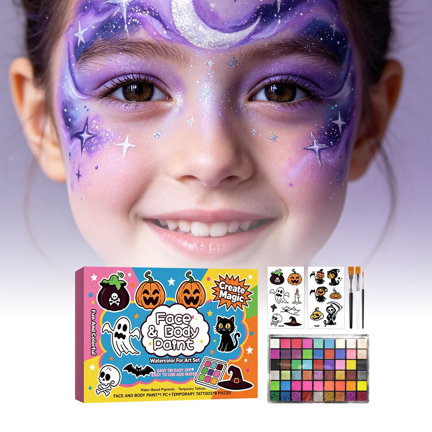 Kids Face Painting Set Natural Vibrant Colors Safe for Children Halloween
