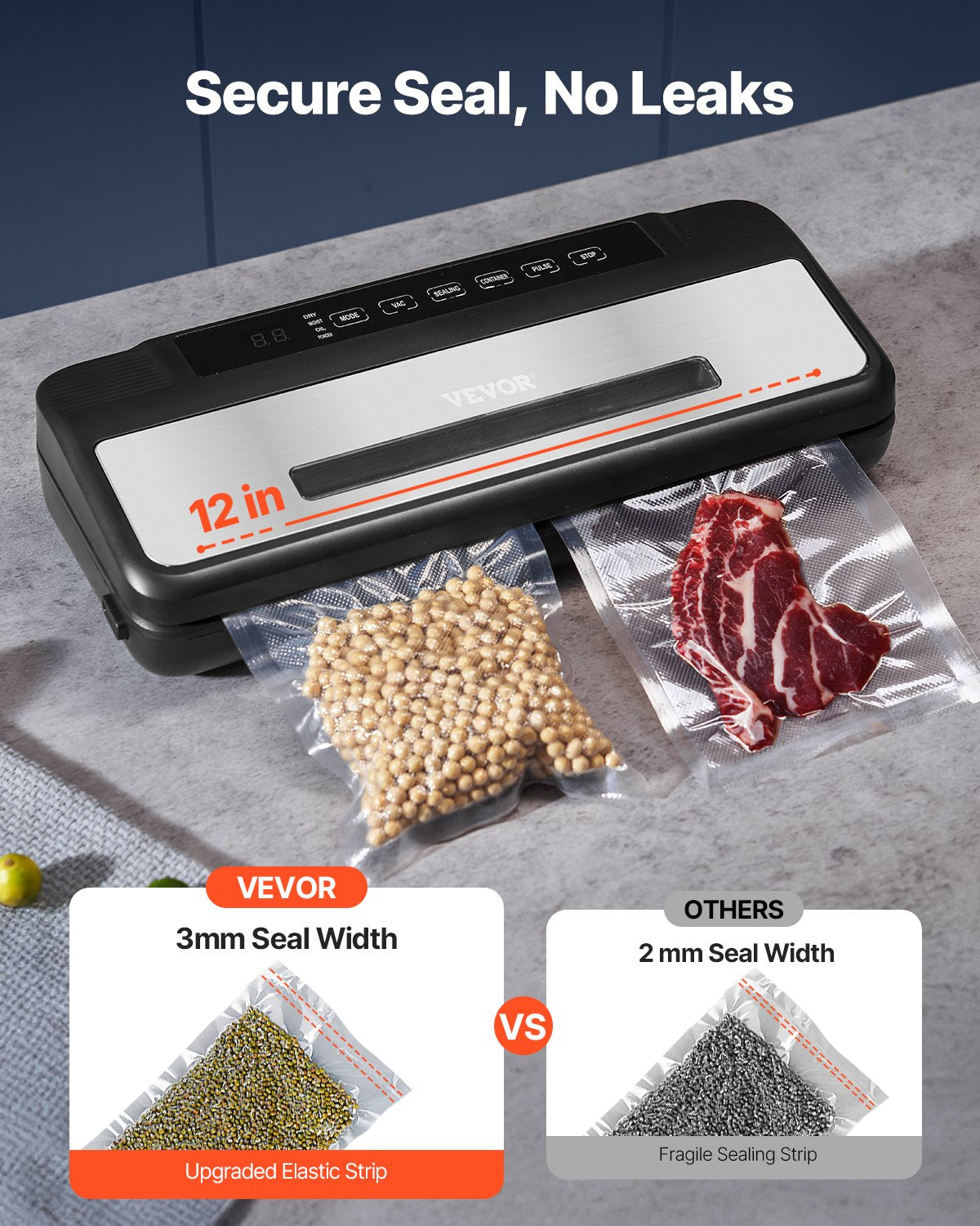 7-in-1 Food Vacuum Sealer Machine with Bags & Roll - Compact & Fast