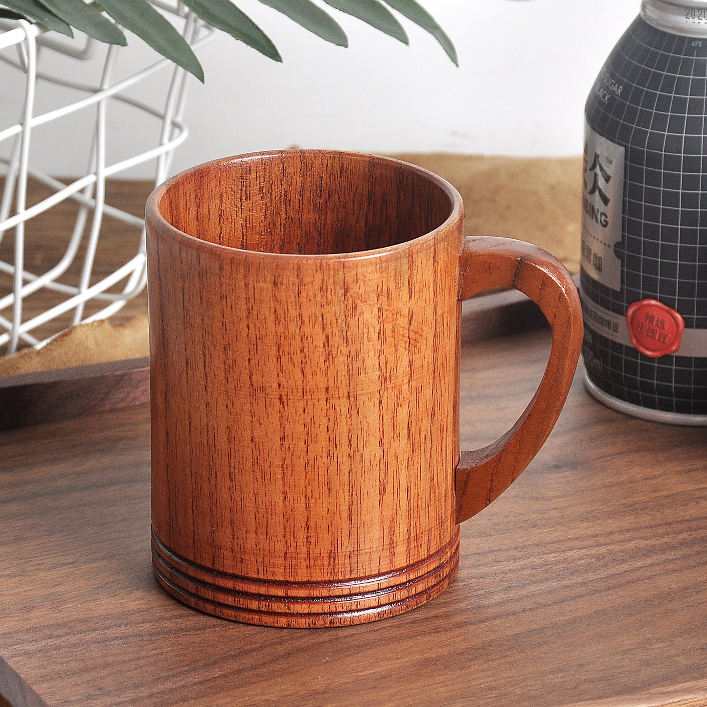 Vintage Wooden Drinkware Mug - Home Kitchen Water Cup
