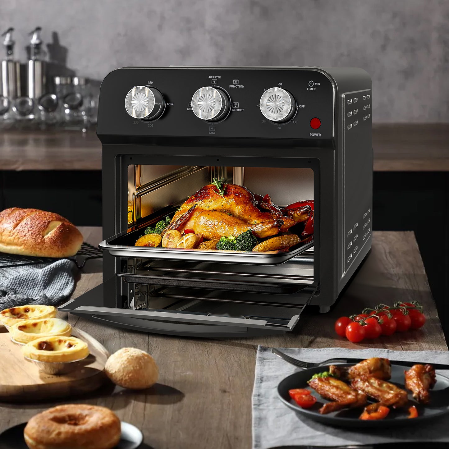 12.5 Qt Multi-Function Air Fryer with Presets, Large Capacity, Dual Knob Control
