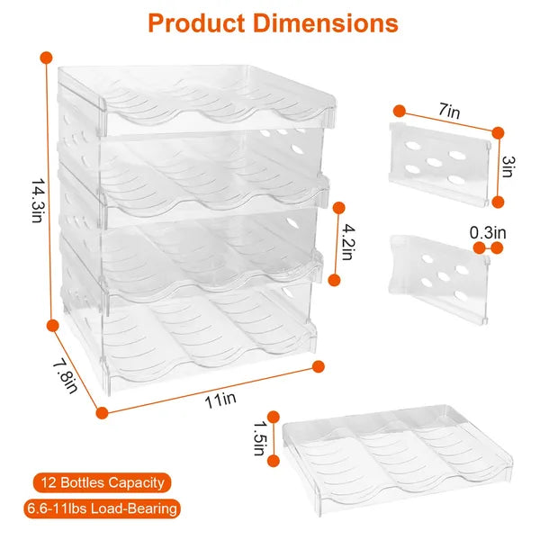 Stackable 4-Tier Bottle Storage Organizer for Kitchen & Fridge