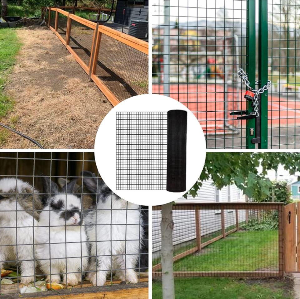 Black Metal Wire Fence - 24 inch x 50 ft Hardware Cloth for Poultry & Garden