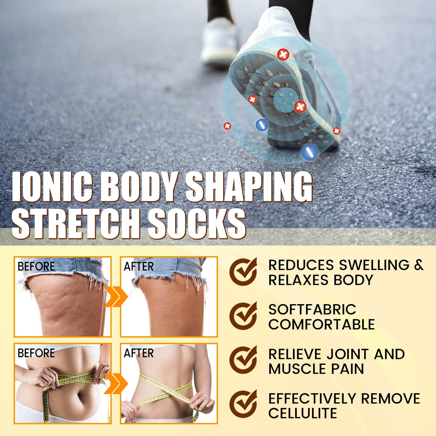 Ionic Body Shaping Stretch Socks - Breathable Tourmaline Compression Wear