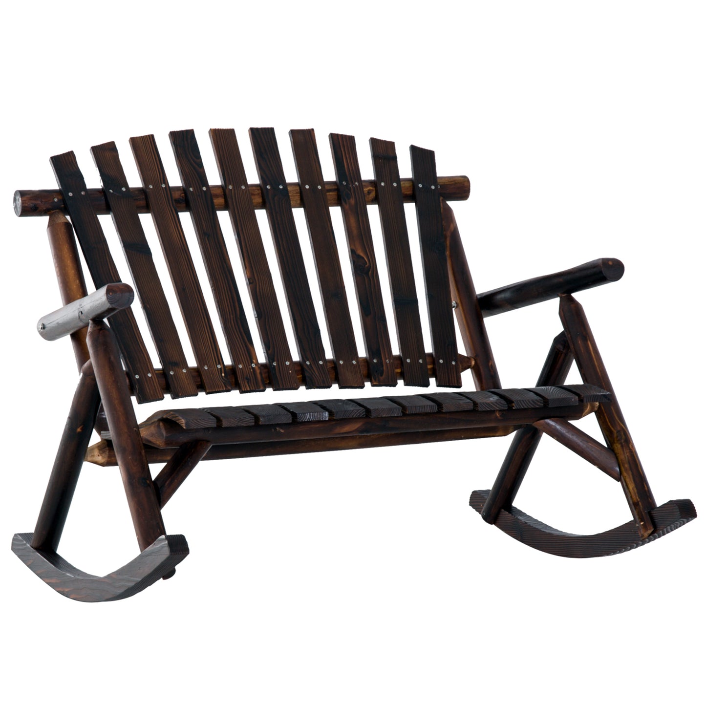Wooden Adirondack Rocking Chair - Carbonized Outdoor Seating